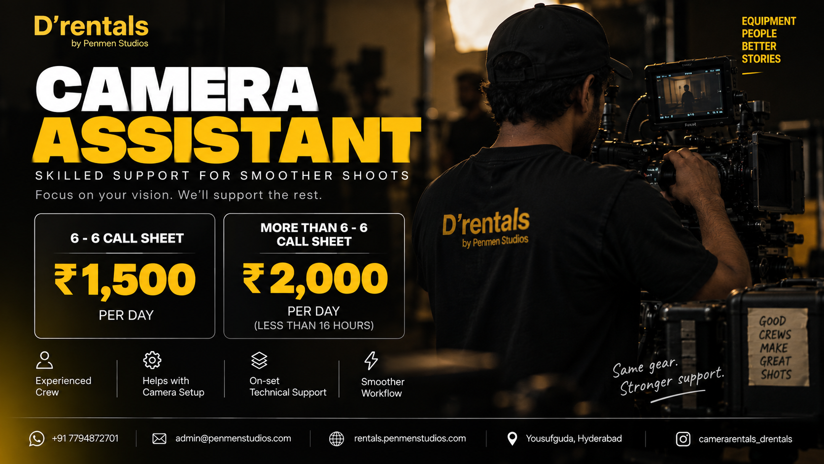 Crew Camera assistant null for rent in Hyderabad